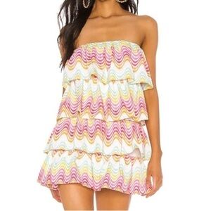 TULAROSA Tiered colorful swirl Finley dress strapless
